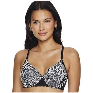 Natori NWT Black Luze Leopard Bliss Perfection Contour Underwire Bra Size 34D